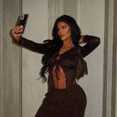 Top de malla con lazo y manga larga